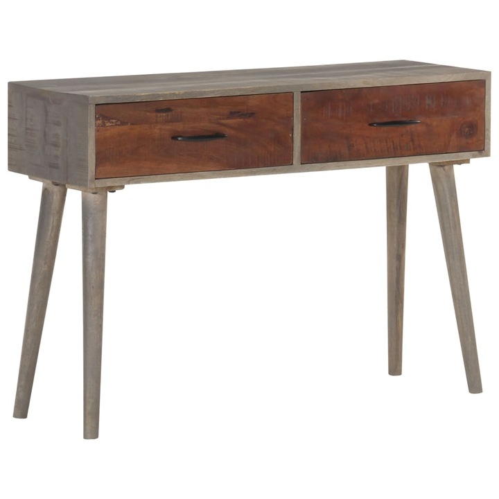 Конзолна маса vidaXL, Сива, 110 x 35 x 75 cм, Грубо мангово дърво масив, 17.5 Kg