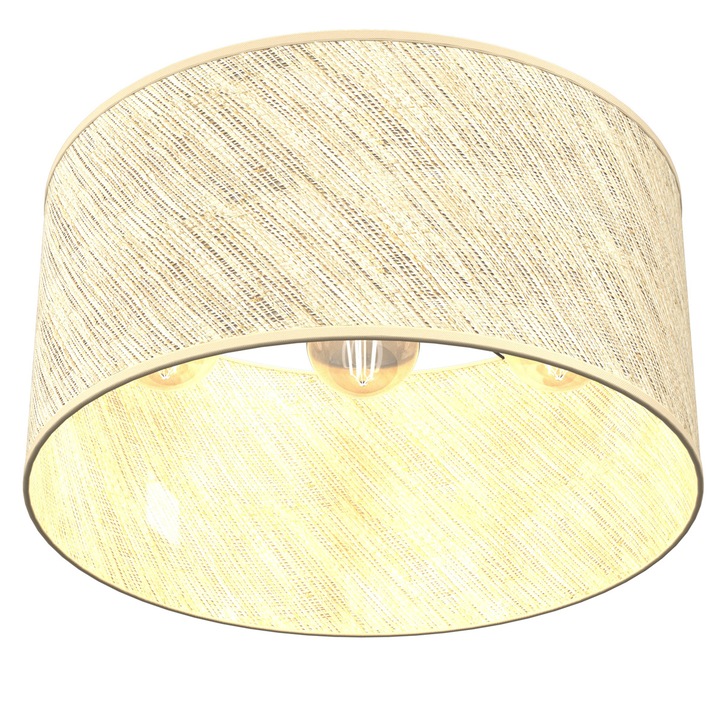 Plafoniera Rattan, Luminex, Metal, Soclu E27, Negru/Ecru