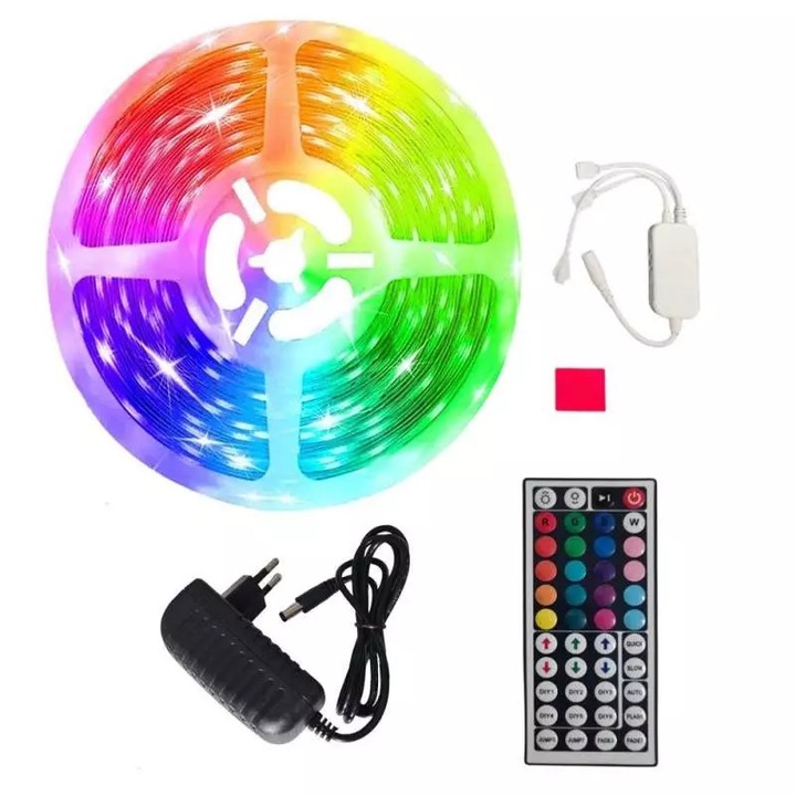 Kit Banda LED 5050 RGB SIKS, Exterior IP65, Control Din Telecomanda, Lumina Multicolora, 10 metri, Schimbare Culori, Led Strip, Multicolora