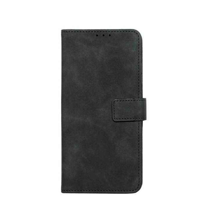 Калъф за книга, съвместим със Samsung Galaxy A03, Stylish Book, пълно покритие, щипка с магнитно затваряне, 3 вътрешни отделения тип джоб, черен