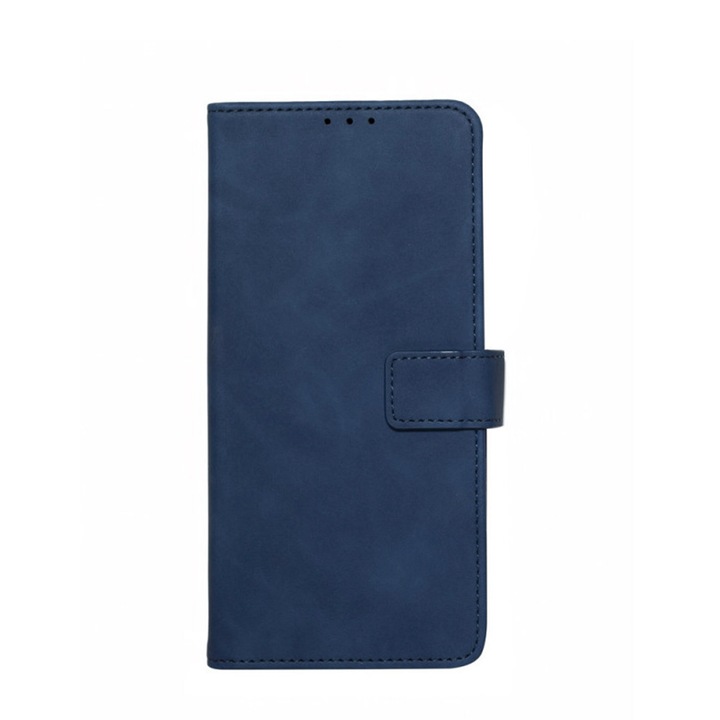 Калъф-книга, съвместим със Samsung Galaxy A04S, Stylish Book, пълно покритие, клипс с магнитно затваряне, 3 вътрешни отделения тип джоб, син