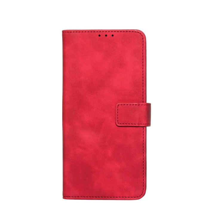 Калъф за книга, съвместим със Samsung Galaxy A03, Stylish Book, пълно покритие, щипка с магнитно затваряне, 3 вътрешни отделения тип джоб, червен