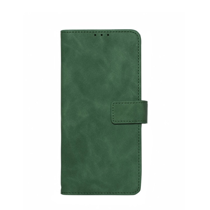Калъф-книга, съвместим със Samsung Galaxy A53 5G, Stylish Book, пълно покритие, клипс с магнитно затваряне, 3 вътрешни отделения тип джоб, Тъмнозелен