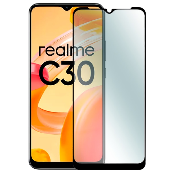 Протектор за екран от закалено стъкло за Realme C30, Full Face - eMAG.bg