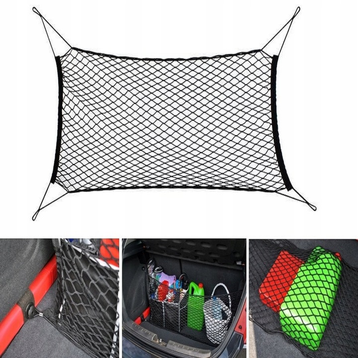 Еластична мрежа за багаж с монтажни скоби, размер 100 х 40 см