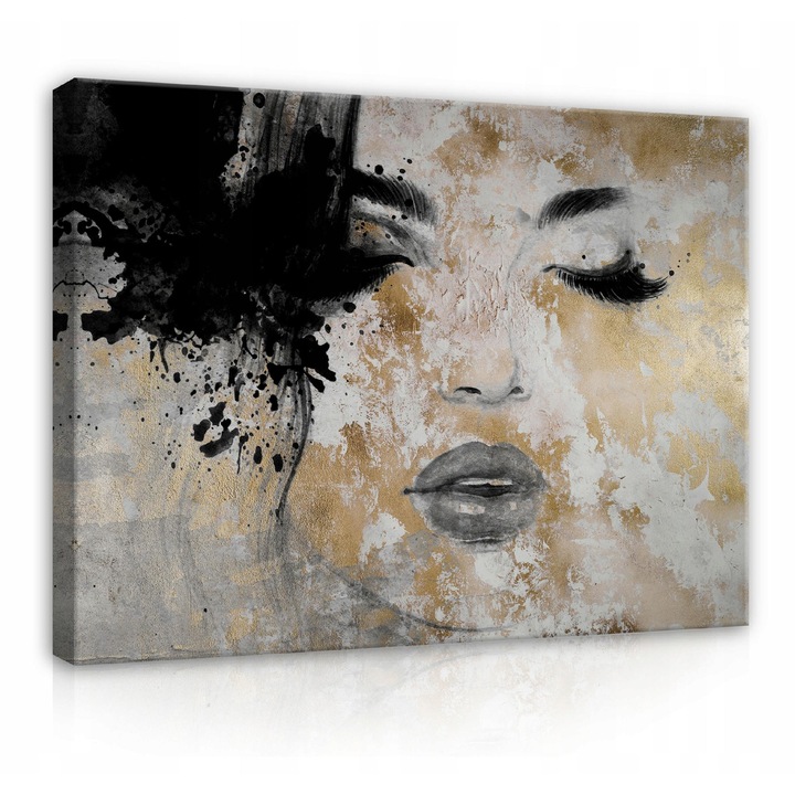 Tablou Canvas Femeie Gura Abstractie 120x80 cm, Modern, Design, Pentru Living Dormitor Camera De Zi, Creative Decor