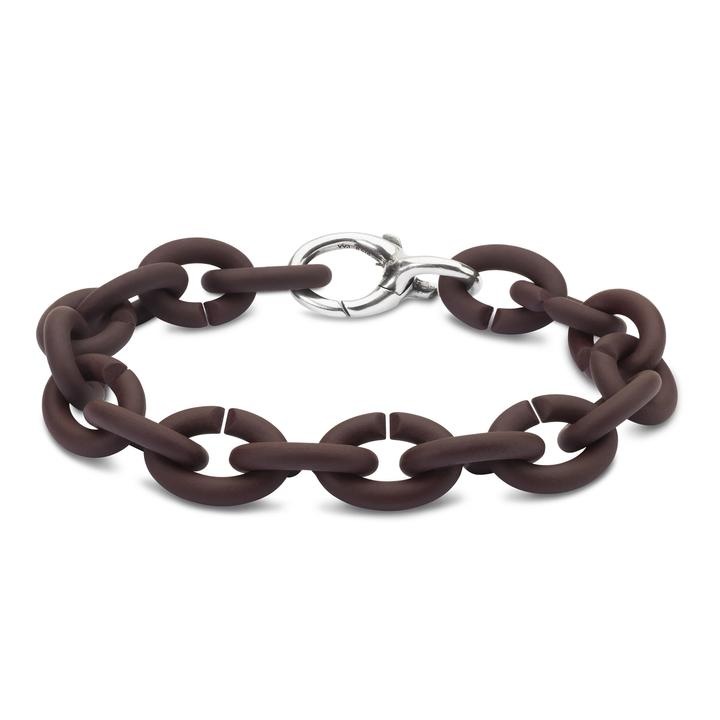 Bratara maro ciocolata X Jewellery, inchizatoare din argint, 21 cm