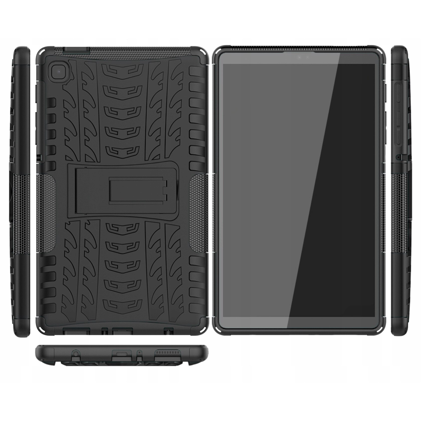 Set husa tableta/folie de protectie/stylus, Silicon/Sticla, Compatibil cu Samsung Galaxy Tab A7 Lite, Negru