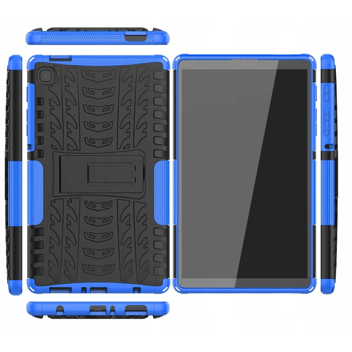 Set husa tableta/folie de protectie/stylus, Silicon/Sticla, Compatibil cu Samsung Galaxy Tab A7 Lite, Albastru/Negru