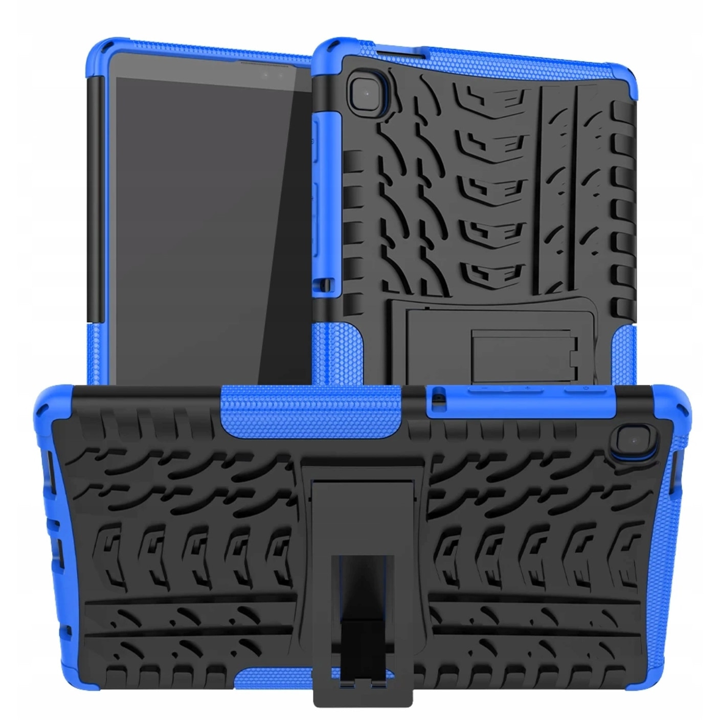 Set husa tableta/folie de protectie/stylus, Silicon/Sticla, Compatibil cu Samsung Galaxy Tab A7 Lite, Albastru/Negru