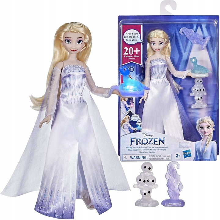Elsa baba, Baba, 28 cm, Műanyag, 3 db elem, Többszínű