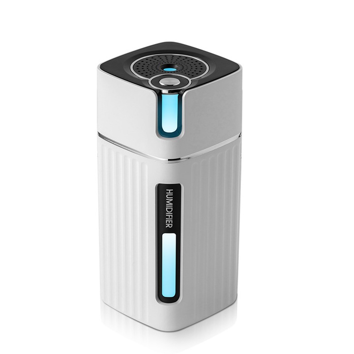 300 ml-es ultrahangos elektromos párásító, fehér, éjszakai fénnyel, kompakt kialakítás