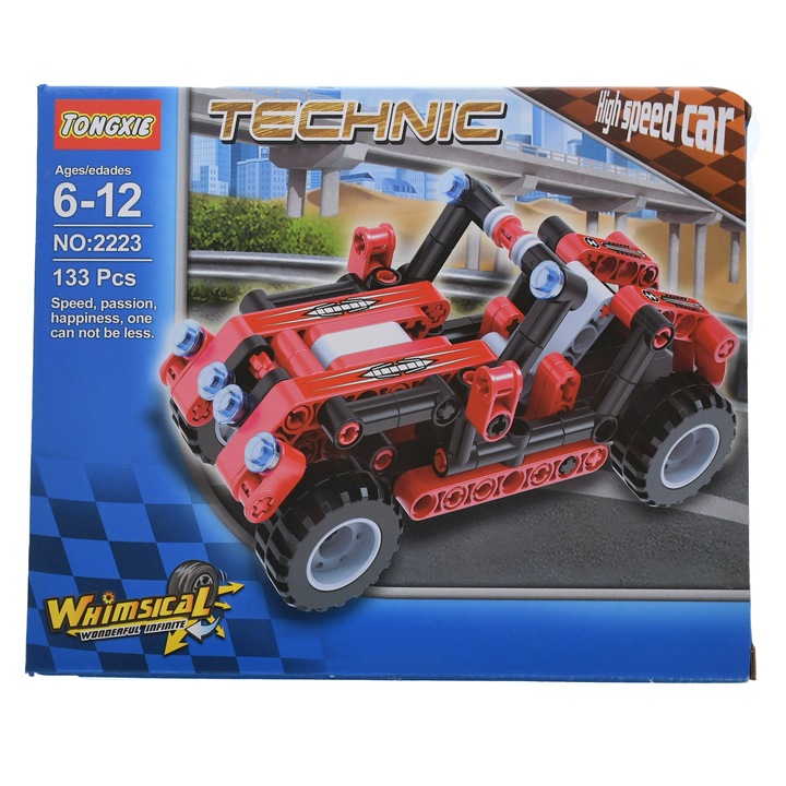 Set Constructie, Masinuta de Jucarie, 163 de Piese, Rosu - 2223