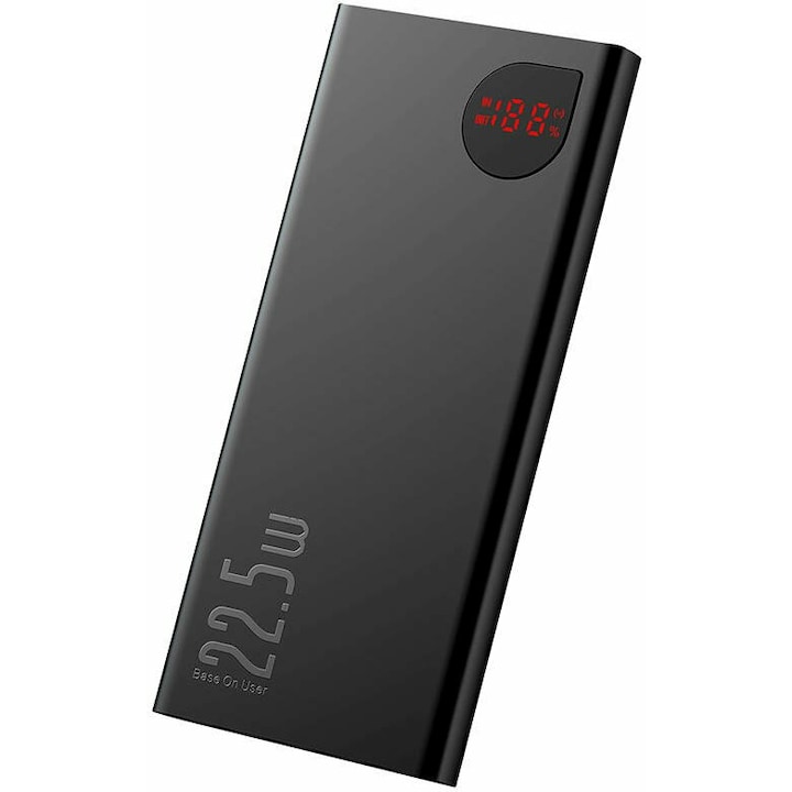Acumulator extern Baseus Adaman, 10.000 mAh, 22.5 W, Power Delivery, QC 4.0, Negru