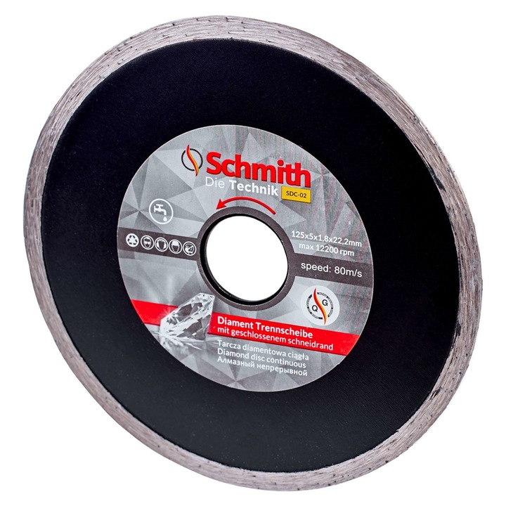 Gyémánt tárcsa kerámiához/márványhoz, Schmith, 115 mm