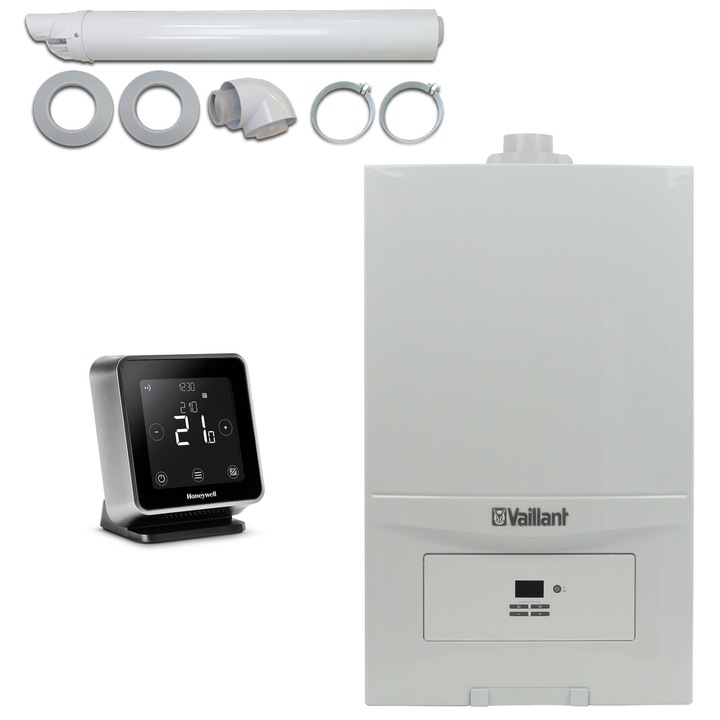 Pachet centrala termica Vaillant VUW 236/7-2 eco tec Pure 23 kW, Kit evacuare si termostat Wireless Honeywell Lyric T6R