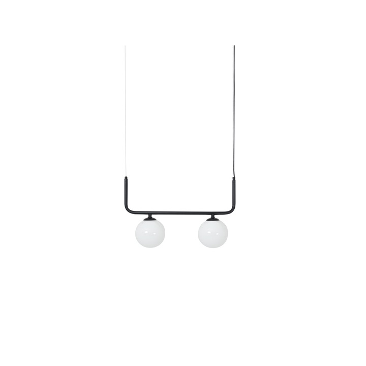 Lampa suspendata, Customform, Metal/Sticla, 60 W, Alb/Negru