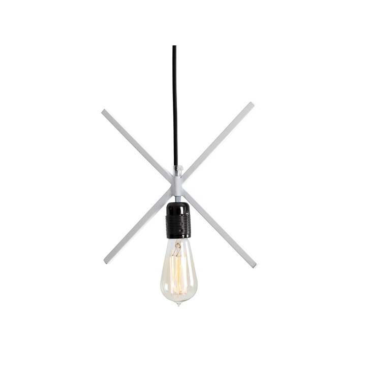 Lampa suspendata, Customform, Metal, 60 W, Alb/Negru