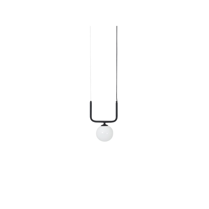 Lampa suspendata, Customform, Metal/Sticla, 60 W, Alb/Negru