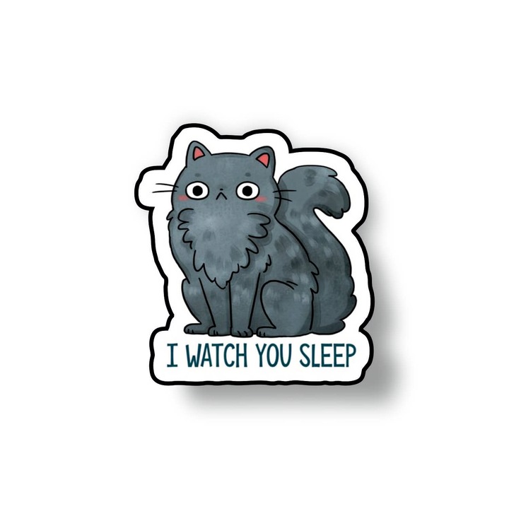 Insigna din lemn cu brosa I watch you sleep, multicolor, 3 cm