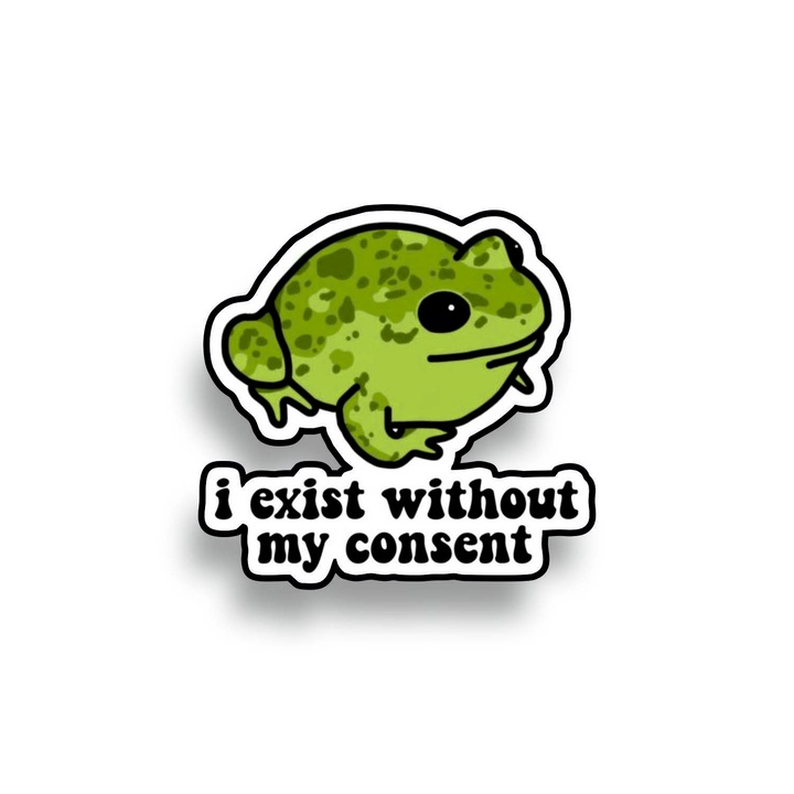 Insigna din lemn cu brosa I exist without my consent, multicolor, 3 cm