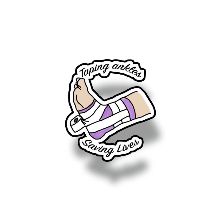 Insigna din lemn cu brosa Taping ankles, multicolor, 3 cm