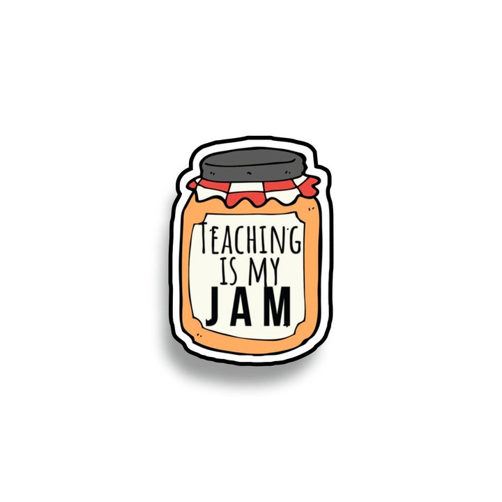 Insigna din lemn cu brosa Teaching is my jam, multicolor, 3 cm