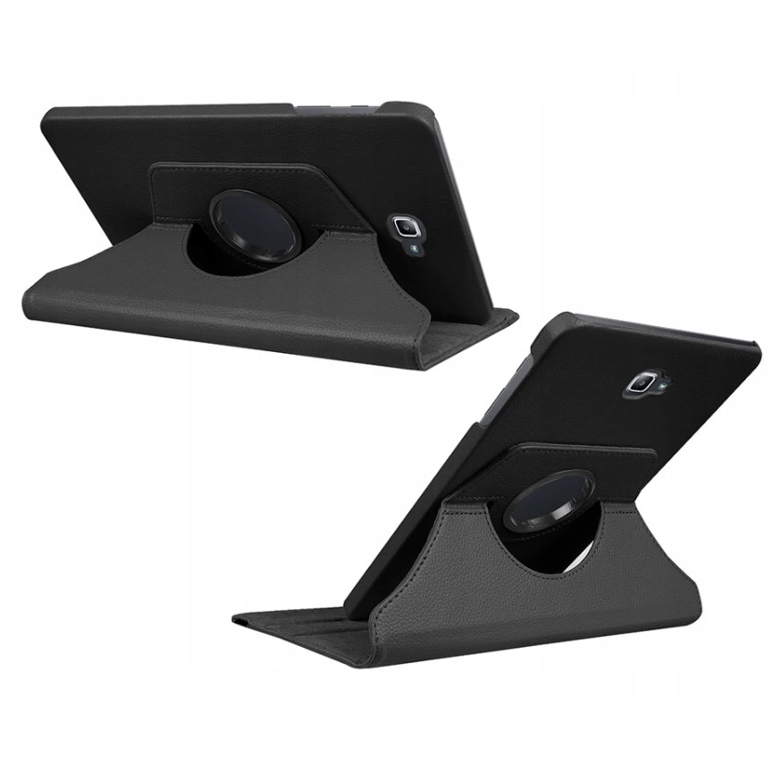 Set husa tableta/folie de protectie/stylus, Piele ecologica/Sticla, Compatibil cu Samsung Galaxy Tab A, 10.1 inch, Negru