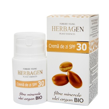 Crema de zi SPF30 Filtre minerale si ulei argan BIO, HERBAGEN, 50 gr Crema de zi SPF30 Filtre minerale si ulei argan BIO, HERBAGEN, 50 gr