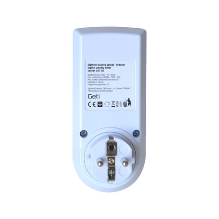 Priza programabila digitala, zilnic / saptamanal, 3680W, 16A