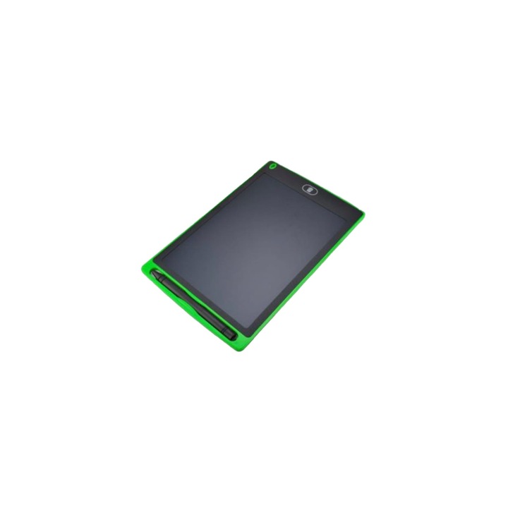 Tableta LCD Electronica Pentru Copii 8.5”, Scris Desenat si Buton Stergere, Verde, 23 cm, + 3 ani