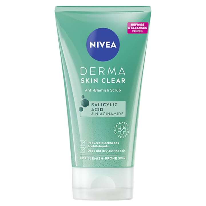 Скраб против несъвършенства NIVEA Derma Skin Clear, 150 мл
