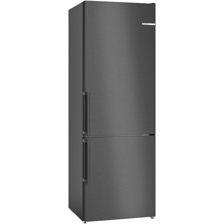 Bosch KGN49VXDT Szabadonálló alulfagyasztós hűtő, 440 l, NoFrost, D energiaosztály, H 203 cm, Ujjlenyomatmentes fekete inox