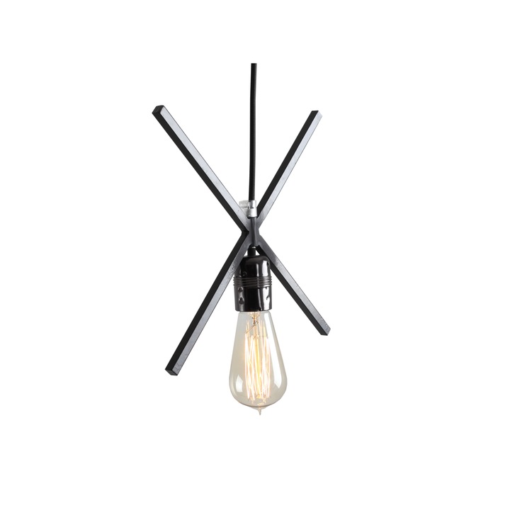 Lampa suspendata, Customform, Metal, 60 W, Negru