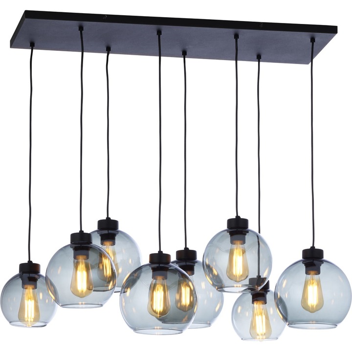 Lustra Cubus, TK Lighting, Metal/Sticla, Soclu E27, Negru