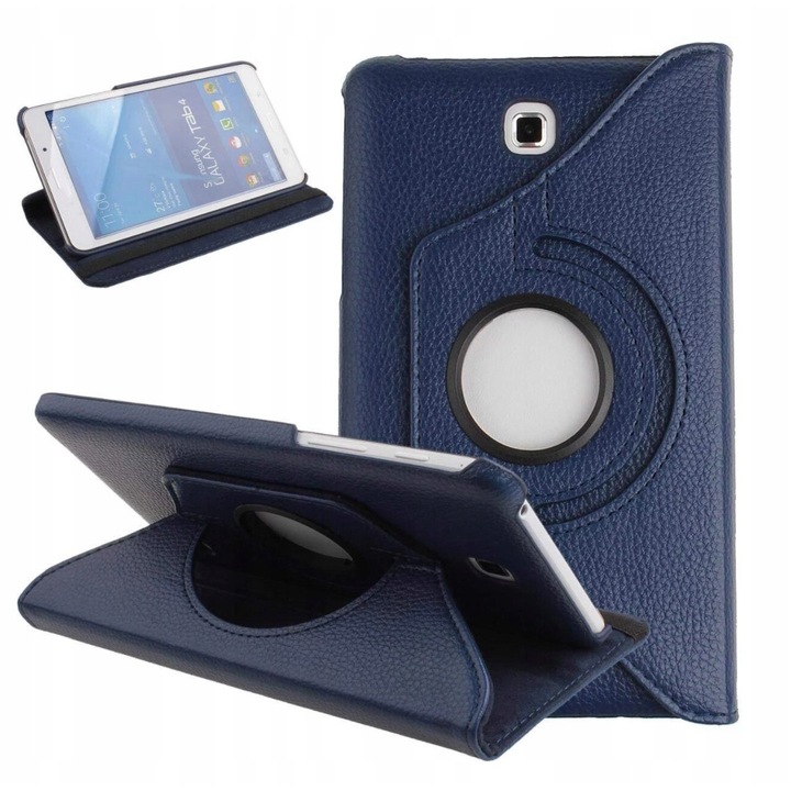Tablet tok, Ökológiai bőr, Kompatibilis a Samsung Galaxy Tab 4 készülékkel, 7 hüvelyk, Sötétkék