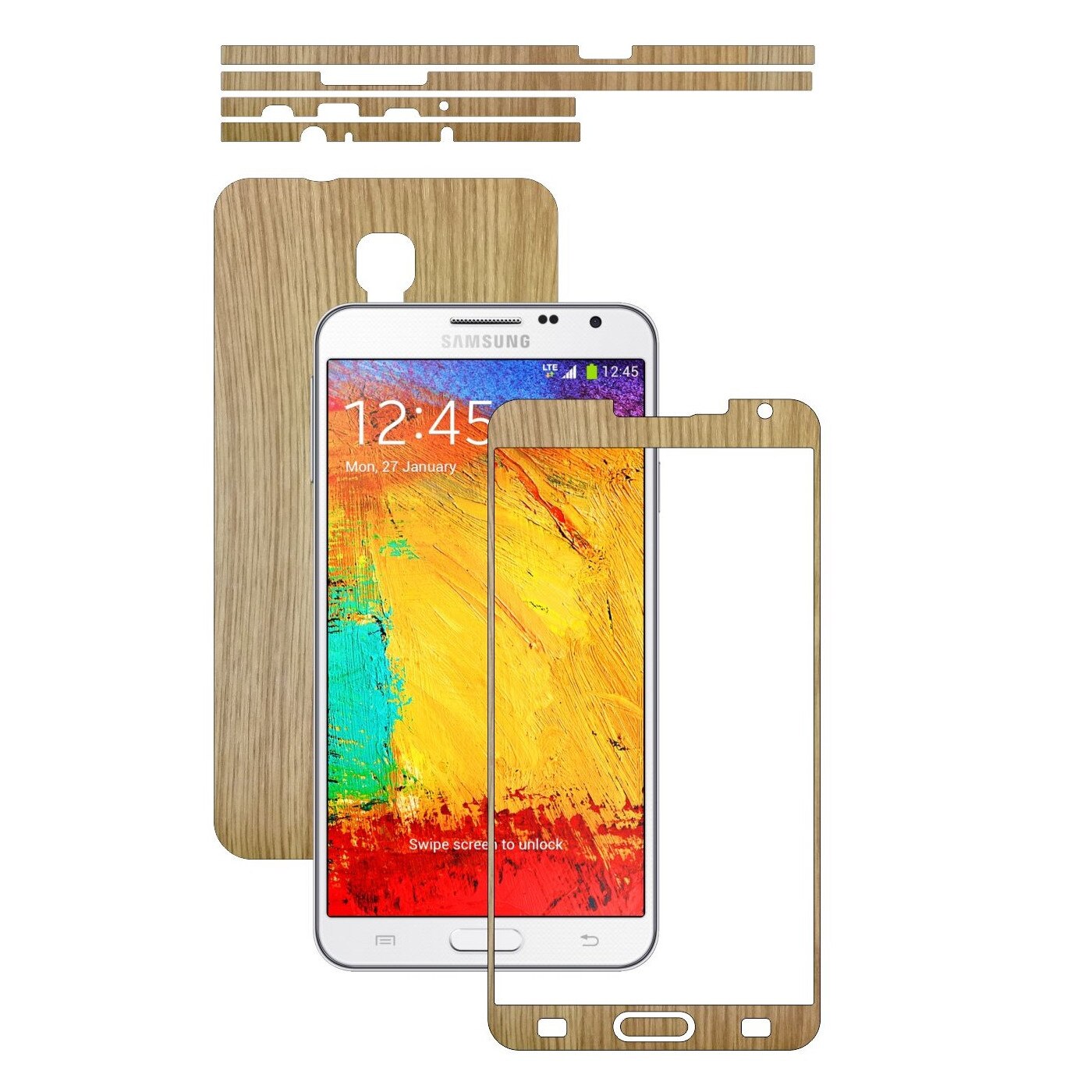 Folie de protectie Carbon Skinz, Husa de tip Skin Adeziv pentru Carcasa, Lemn Stejar dedicata Samsung Galaxy Note 3 Neo