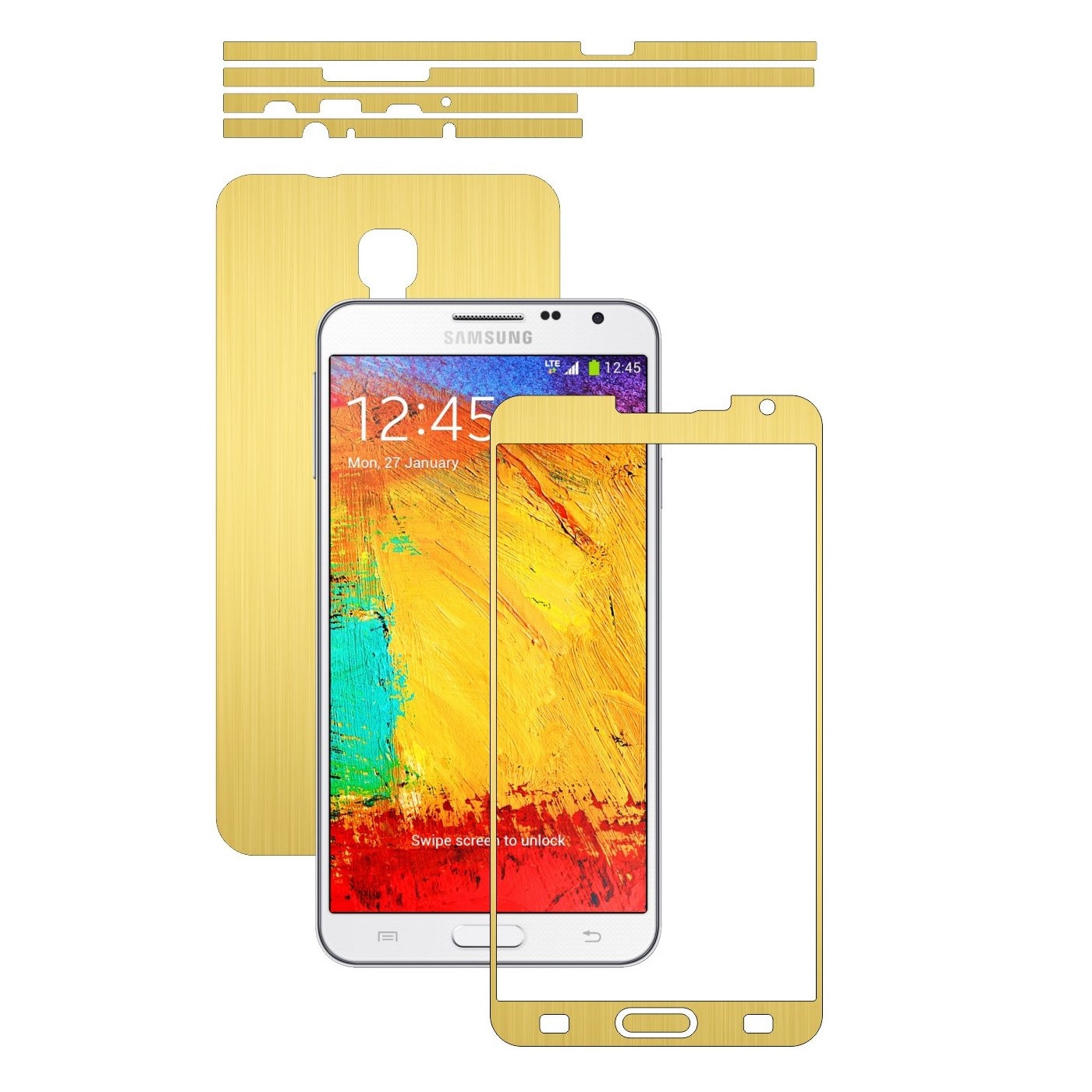 Folie de protectie Carbon Skinz, Husa de tip Skin Adeziv pentru Carcasa, Brushed Auriu dedicata Samsung Galaxy Note 3 Neo