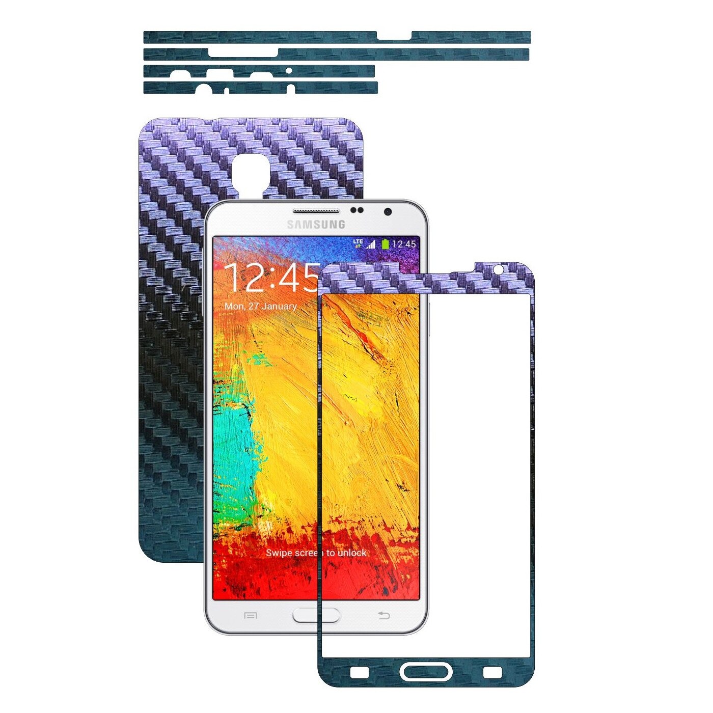 Folie de protectie Carbon Skinz, Husa de tip Skin Adeziv pentru Carcasa, Carbon Cameleon dedicata Samsung Galaxy Note 3 Neo