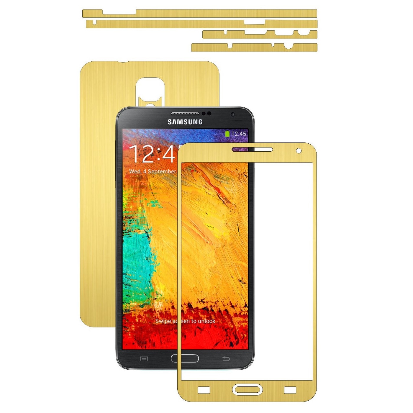 Folie de protectie Carbon Skinz, Husa de tip Skin Adeziv pentru Carcasa, Brushed Auriu dedicata Samsung Galaxy Note 3