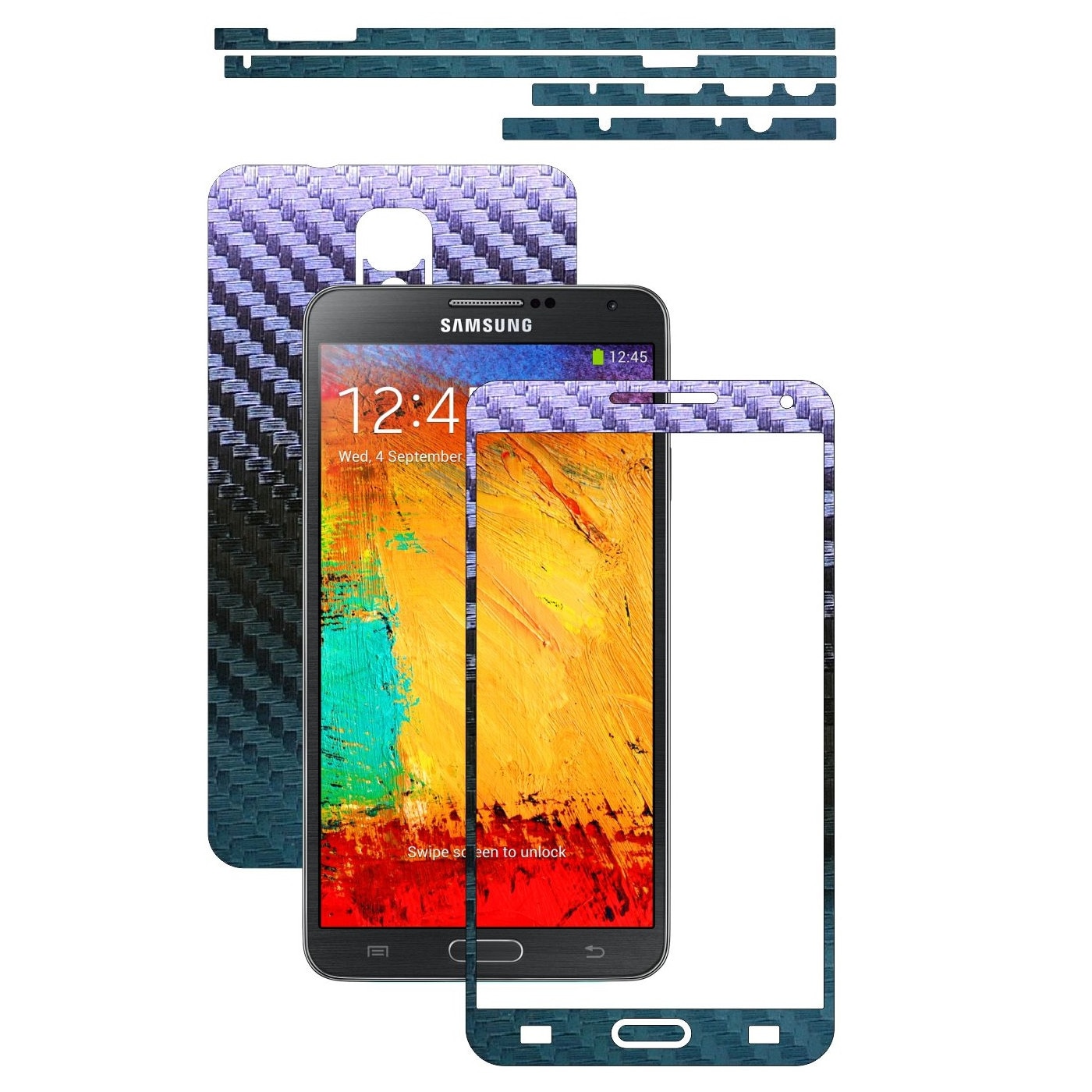 Folie de protectie Carbon Skinz, Husa de tip Skin Adeziv pentru Carcasa, Carbon Cameleon dedicata Samsung Galaxy Note 3