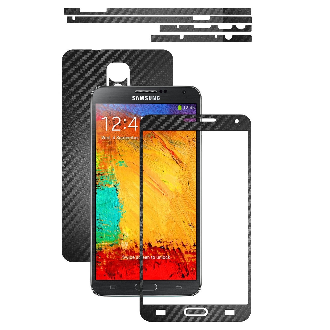 Folie de protectie Carbon Skinz, Husa de tip Skin Adeziv pentru Carcasa, Carbon Negru dedicata Samsung Galaxy Note 3