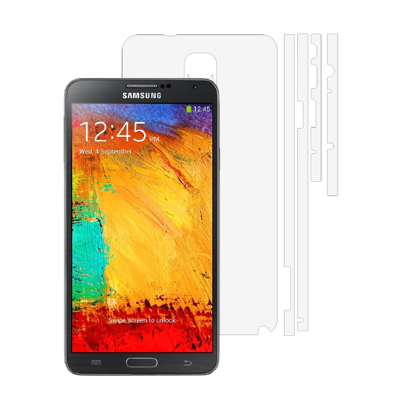 Folie Protectie Invisible Skinz Ultra-Clear AutoRegeneranta, Husa Transparenta de tip Skin Adeziv pentru Carcasa si Laterale, dedicata Samsung Galaxy Note 3
