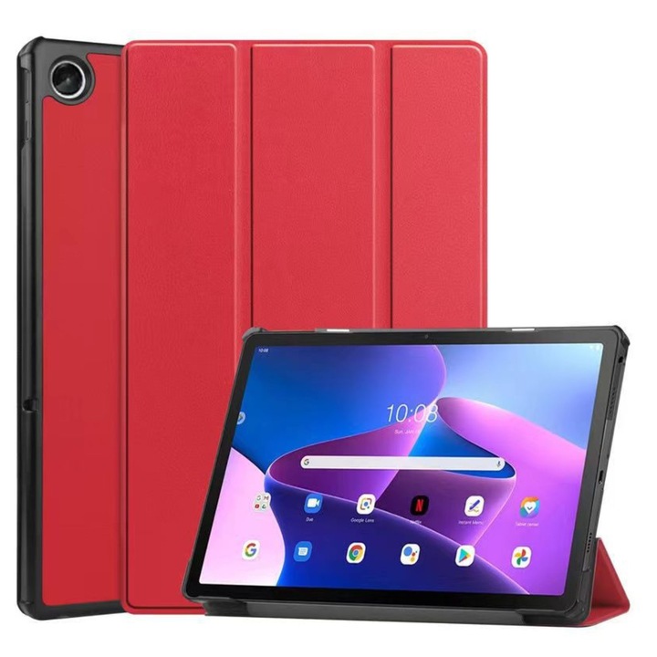 Tablettok, EtuiTab Lenovo Tab M10 10.1 2022-hez, piros, állvány funkció, könnyű hozzáférés a gombokhoz
