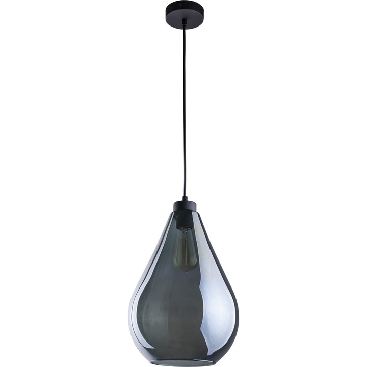 Pendul de iluminat, TK Lighting, Metal/Sticla, Soclu E27, Negru