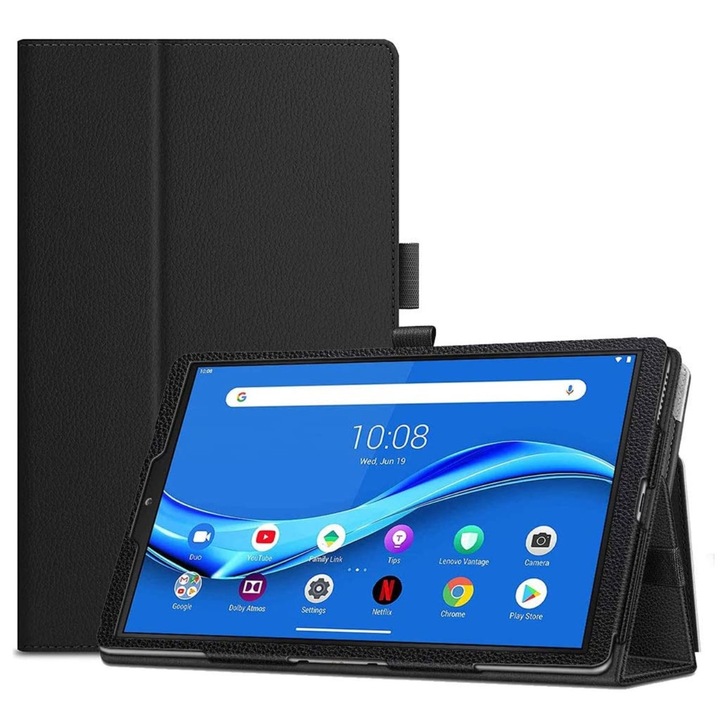 Husa pentru Lenovo Tab M10 Plus, Piele/Policarbonat, Negru
