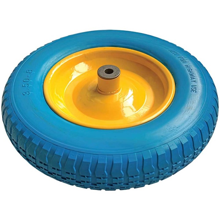 Roata pentru roaba cu bucsa de otel si profil crampon, diametru ax 14 mm