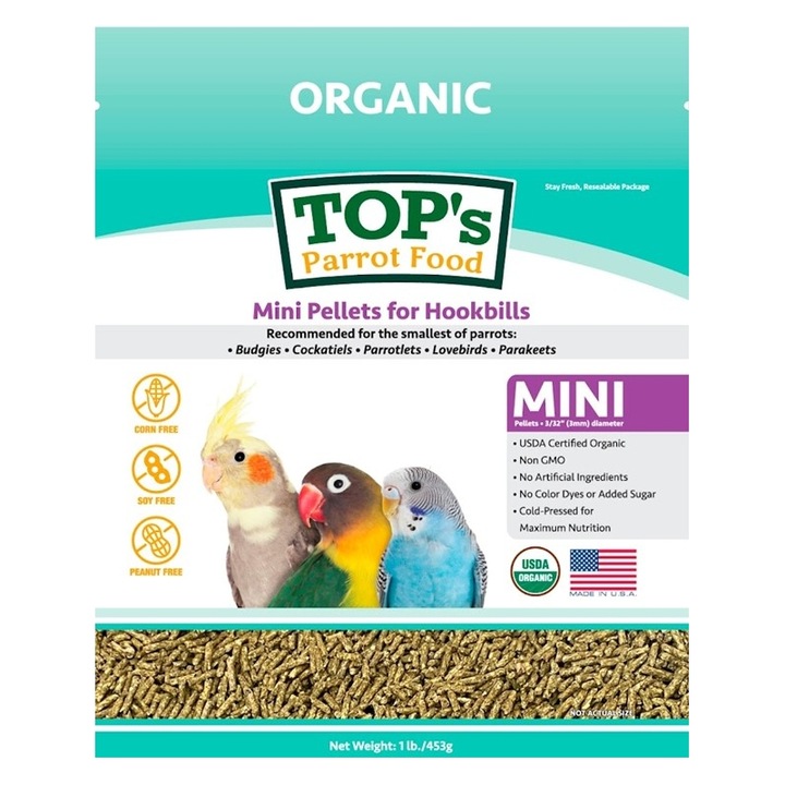 Hrana Pelete pentru Papagali Mici, TOP's Mini, 453g