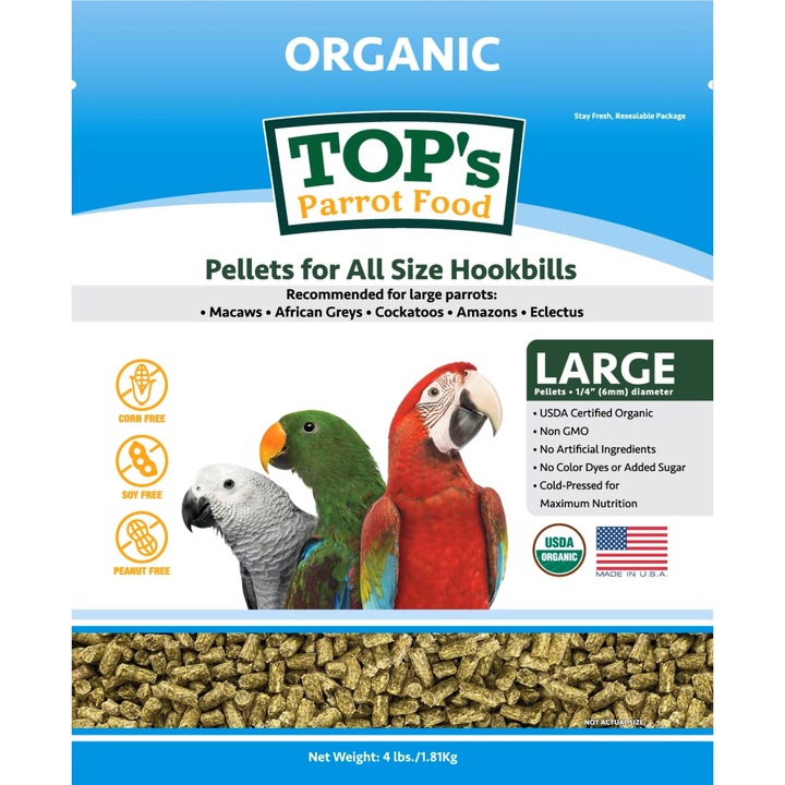 Hrana Pelete pentru Papagali Mari, TOP's All Size Hookbills, 1.81Kg