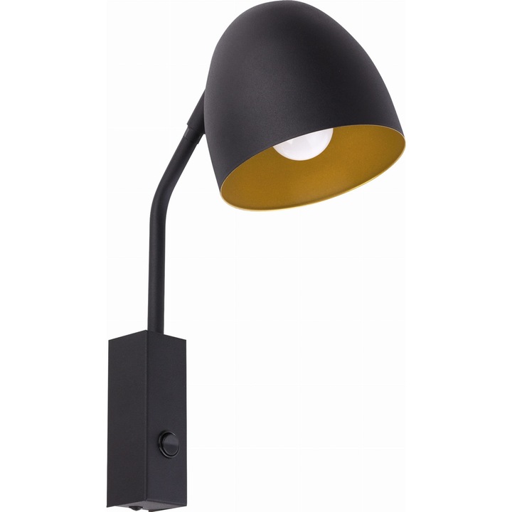 Aplica de iluminat, TK Lighting, Metal, Soclu E27, Negru/Auriu